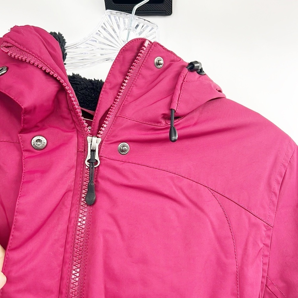 L.L. Bean Winter Warmer Coat Medium Raspberry Pink Nylon Fleece Lined Mid-thigh - Picture 6 of 16
